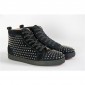 Replica High Quality Christian Louboutin Louis Spikes Men'S Flat Black Dk Bk Black Mens Sneakers