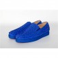 Replica High Quality Christian Louboutin Roller-Boat Spikes Men'S Flat In Blue Suede