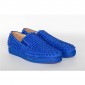 Replica High Quality Christian Louboutin Roller-Boat Spikes Men'S Flat In Blue Suede