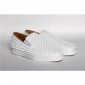 Replica High Quality Christian Louboutin Roller-Boat Spikes Men'S Flat In Pure White Leather