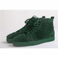 Replica High Quality Christian Louboutin Green Louis Spikes Men'S Flat Sneakers