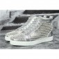 Replica High Quality Christian Louboutin Louis Spikes Men'S Flat Silver Leather Sneakers