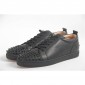 Replica High Quality Christian Louboutin Black Leather Louis Spikes Men'S Flat Low-Top Sneakers