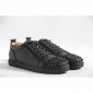 Replica High Quality Christian Louboutin Black Leather Louis Spikes Men'S Flat Low-Top Sneakers