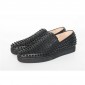 Replica High Quality Christian Louboutin Roller-Boat Spikes Men'S Flat In Pure Black Leather