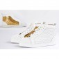 Replica High Quality Christian Louboutin Flat High Top Spikes In Latte And Metallic Gold