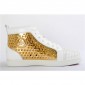 Replica High Quality Christian Louboutin Flat High Top Spikes In Latte And Metallic Gold