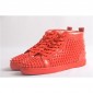 Replica High Quality Christian Louboutin Red Louis Spikes Flat High-Top Men Sneakers