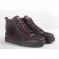 Replica High Quality Christian Louboutin Louis Spike Men Flat High Top Cramoisi Sneaker Glossy Red Sole