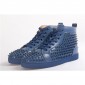 Replica High Quality Christian Louboutin Louis Spikes Men'S Flat Sneakers-Dark Blue