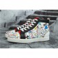 Replica High Quality Christian Louboutin Hand Drawn Loubitag White Leather High Top Sneakers