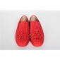 Replica High Quality Christian Louboutin Roller-Boat Spikes Men'S Flat In Red Suede