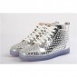 Replica High Quality Christian Louboutin Louis Flat Leather High Top Silver Sneakers