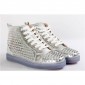 Replica High Quality Christian Louboutin Louis Flat Leather High Top Silver Sneakers