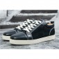 Replica High Quality Christian Louboutin Louis Junior Men'S Flat Navy Suede Leather Blend Sneakers