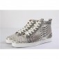 Replica High Quality Christian Louboutin Mens Flat High Top Real Snakeskin Silver Sneaker