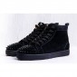 Replica High Quality Christian Louboutin Lou Spikes Flat Black Suede Sneakers