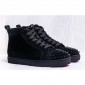 Replica High Quality Christian Louboutin Lou Spikes Flat Black Suede Sneakers