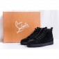 Replica High Quality Christian Louboutin Lou Spikes Flat Black Suede Sneakers