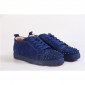 Replica High Quality Christian Louboutin Louis Junior Spikes Men'S Flat Low Top Suede Blue Sneakers