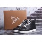 Replica High Quality Christian Louboutin Louis Flat Mens High Top Leather Sneakers Black