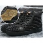 Replica High Quality Christian Louboutin Yang Louis Flat Gold Leather Laminato Black Sneakers