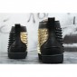 Replica High Quality Christian Louboutin Yang Louis Flat Gold Leather Laminato Black Sneakers