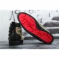 Replica High Quality Christian Louboutin Yang Louis Flat Gold Leather Laminato Black Sneakers