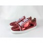 Replica High Quality Christian Louboutin Spikes Patent Leather Flat Low Top Red Sneakers