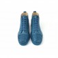 Replica High Quality Christian Louboutin Lou Spikes Flat Blue Leather High Top Sneaker