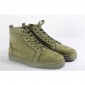 Replica High Quality Christian Louboutin Louis Orlato Flat High Top Suede Sneaker In Poivre Vert Color