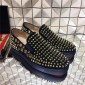 Replica High Quality Christian Louboutin Spikes Holes Boat Black Sneakers