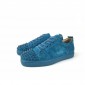 Replica High Quality Christian Louboutin Louis Junior Spikes Flat Blue Suede Sneakers