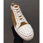 Replica High Quality Christian Louboutin Lou Spikes Flat Latte Calf Sneakers