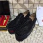 Replica High Quality Christian Louboutin Spikes Python Leather Flat Boat Sneaker