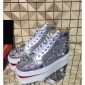 Replica High Quality Christian Louboutin Men Silver Spikes High Top Sneakers