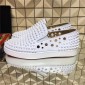 Replica High Quality Christian Louboutin Spikes Holes Boat White Sneakers