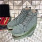 Replica High Quality Christian Louboutin Flat Grey Green Suede High Top Sneakers