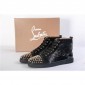 Replica High Quality Christian Louboutin Flat Black Gold Spike High Top Sneakers