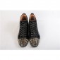 Replica High Quality Christian Louboutin Flat Black Gold Spike High Top Sneakers