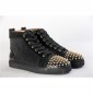 Replica High Quality Christian Louboutin Flat Black Gold Spike High Top Sneakers