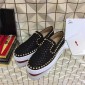 Replica High Quality Christian Louboutin Spikes Python Leather Mens Pik Boat Flat Black Sneakers