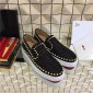 Replica High Quality Christian Louboutin Spikes Python Leather Mens Pik Boat Flat Black Sneakers