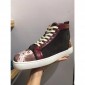 Replica High Quality Christian Louboutin Mens Flat Suede Snakeskin Leather High Top Sneakers