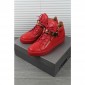 Replica High Quality Giuseppe Zanotti Red Double Strap Leather Mid Top Sneaker