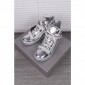 Replica High Quality Giuseppe Zanotti Sliver Leather Rhinestone Buckle High Top Men Sneakers