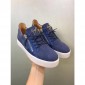 Replica High Quality Giuseppe Zanotti blue suede and white sole double-zip low-top sneakers