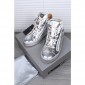 Replica High Quality Giuseppe Zanotti Mirror Metallic Silver Zip Sneakers