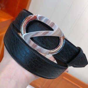 Black Silver Zegna buckle belt ASS02053