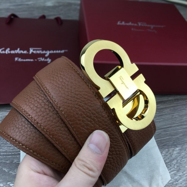 Brown Golden Ferragamo belt ASS02077